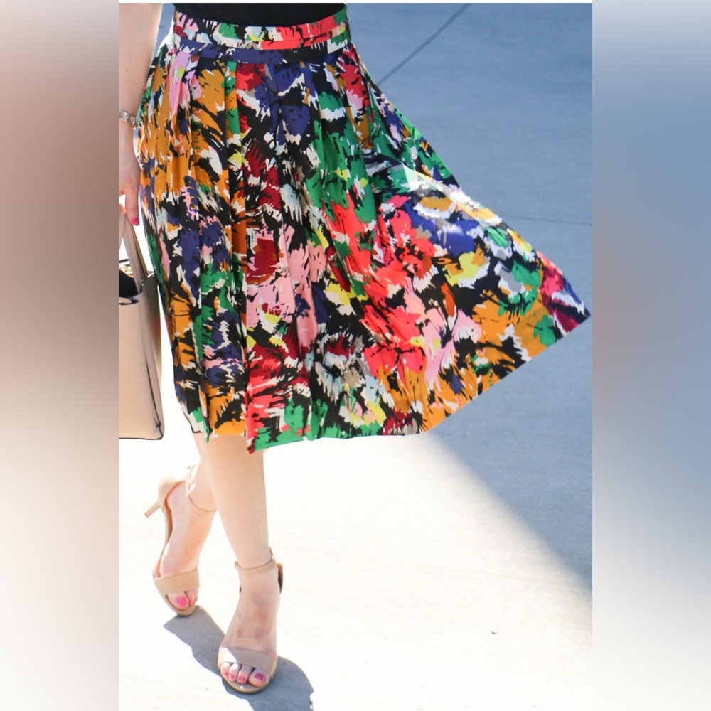 J. Crew Brushstroke Double Pleated Skirt
